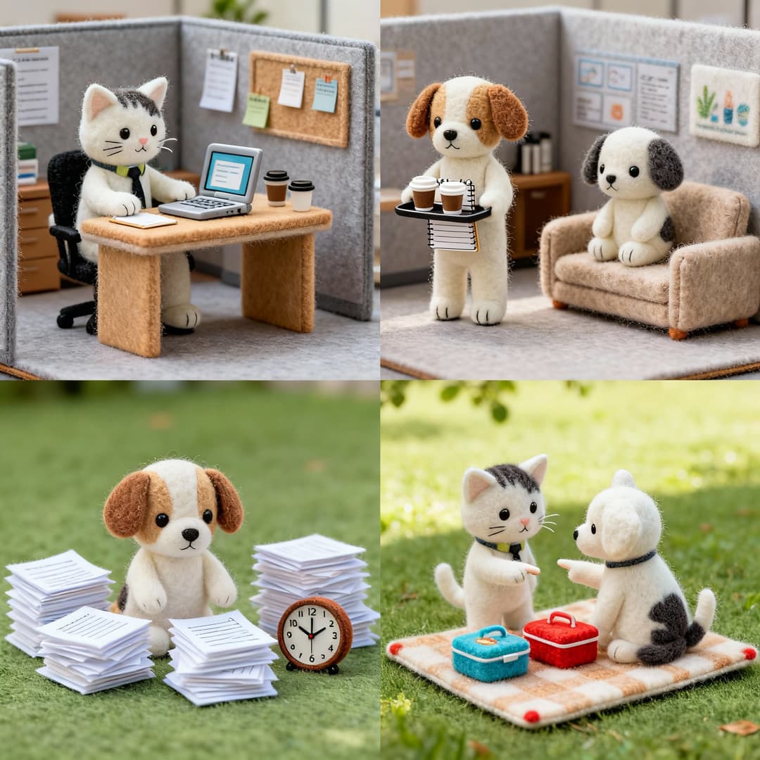 Felt doll style character interaction